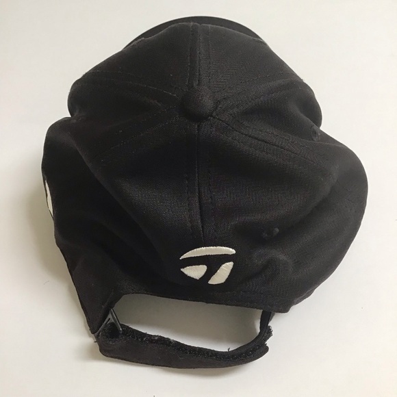 TaylorMade Golf Hat White Black M1 TP5 Hook Loop Strap Back Tour Cap Embroidery - Picture 7 of 11